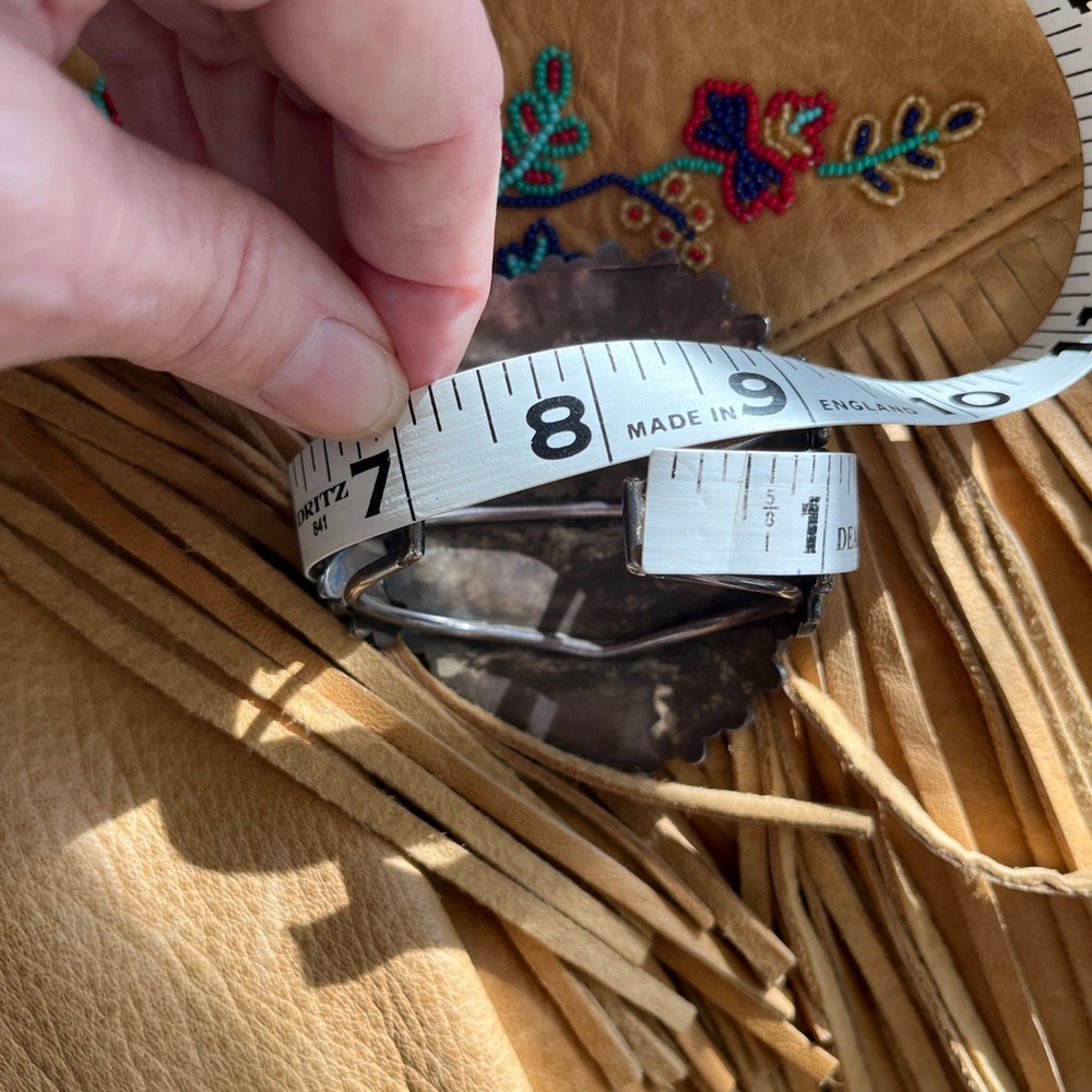 Rare Turquoise Oval Cuff Bracelet -  73 Blue Green Stones - Picture 13 of 17